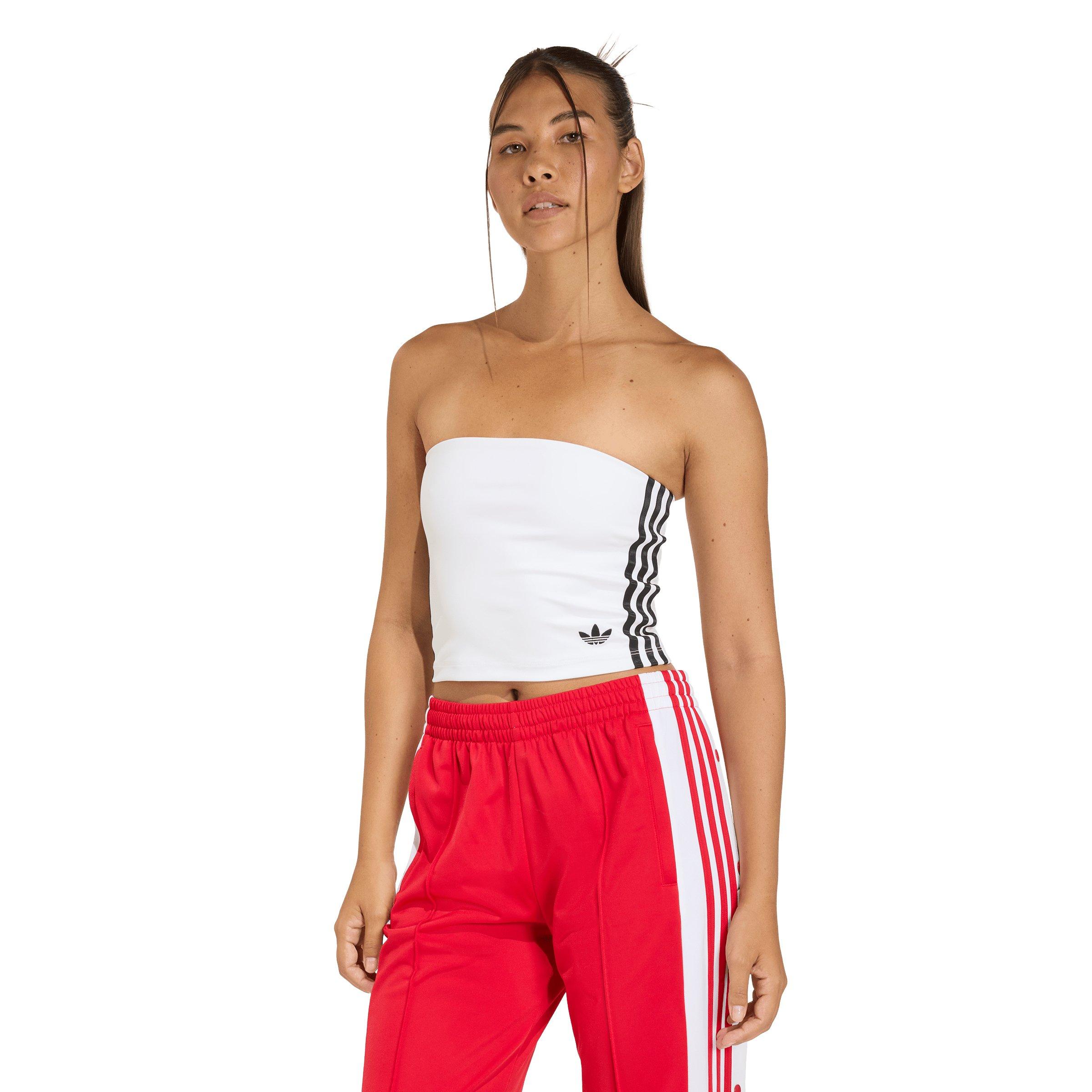 adidas Originals Women's 3-Stripes Tube Top - White/Black - WHITE/BLACK